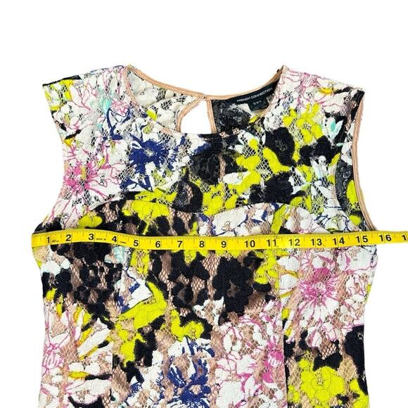 French Connection Dress Womens Size 6 Pink Green Black Floral Lace Sheath Lined - Picture 9 of 14